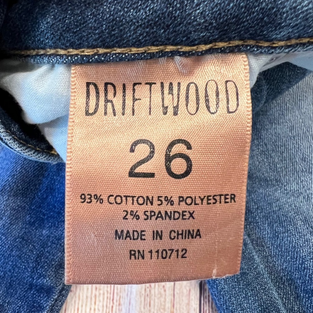 Driftwood Colette Embroidered Cuff Jeans Womens 26 Medium Wash Raw Hem Cropped - Picture 5 of 10